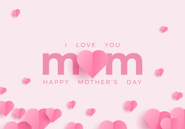 Bandera del día de las madres con corazones