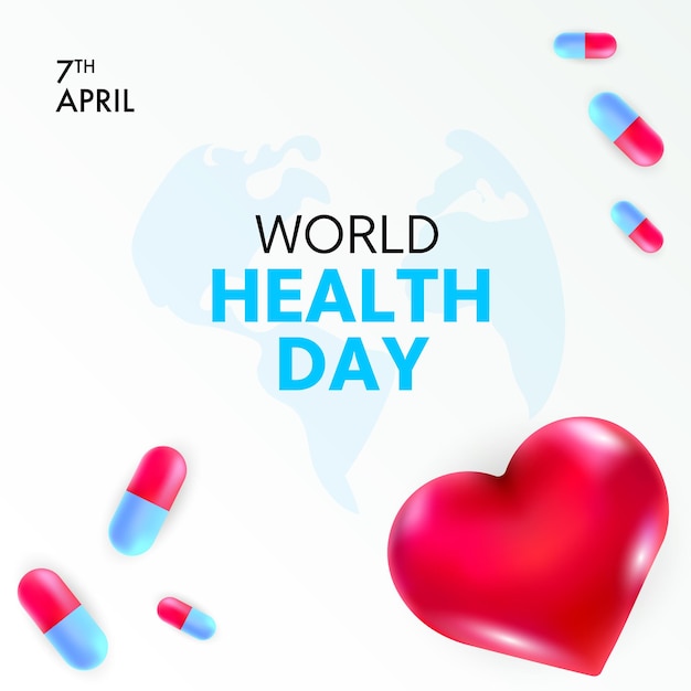 Vector bandera del día mundial de la salud 7 de abril