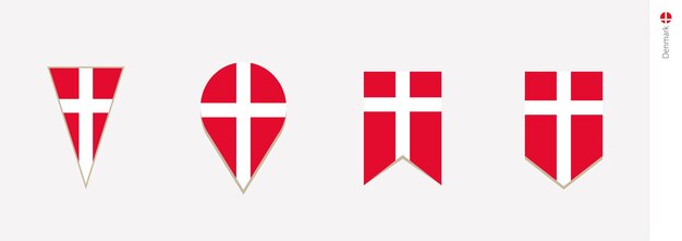 Bandera de Dinamarca en la ilustración de vector de diseño vertical