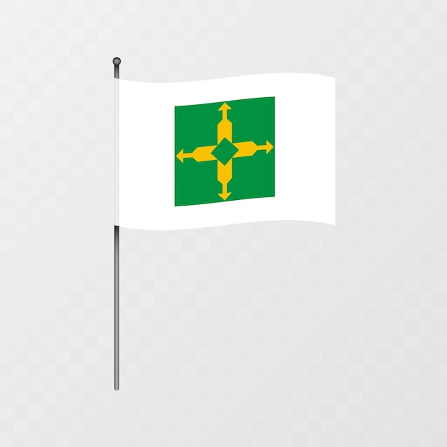 Bandera del Distrito Federal de Brasil en el mástil Ilustración vectorial