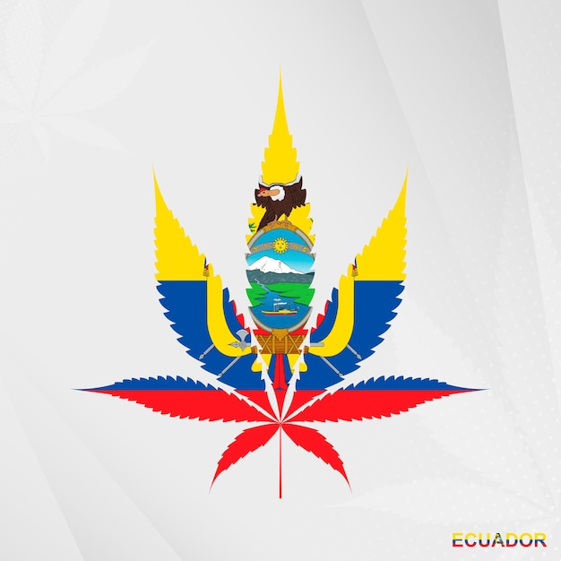 Bandera de ecuador en forma de hoja de marihuana. el concepto de legalización del cannabis en ecuador.