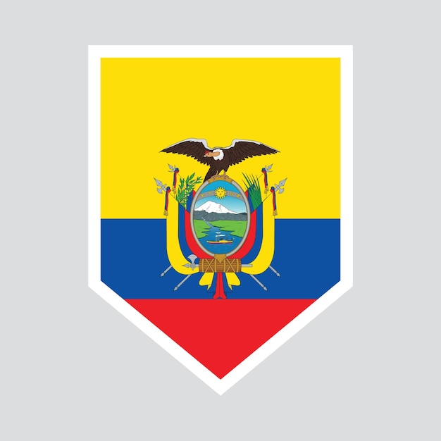 Bandera de Ecuador en el marco en forma de escudo