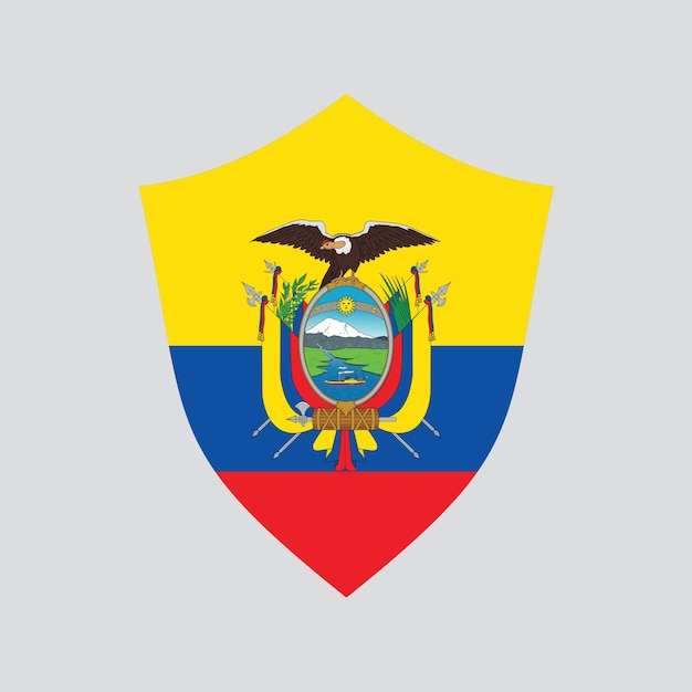 Bandera de Ecuador en el marco en forma de escudo