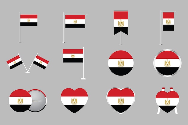Bandera de Egipto Establezca la bandera original y simple de Egipto Ilustración vectorial del paquete de la bandera de Egipto