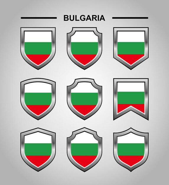 Bandera de emblemas nacionales de Bulgaria con escudo de lujo
