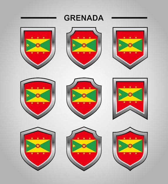 Bandera de emblemas nacionales de Granada con escudo de lujo