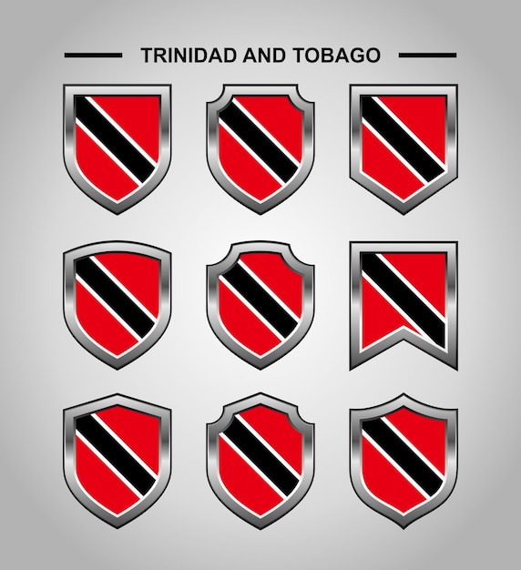 Bandera de emblemas nacionales de Trinidad y Tobago con escudo de lujo