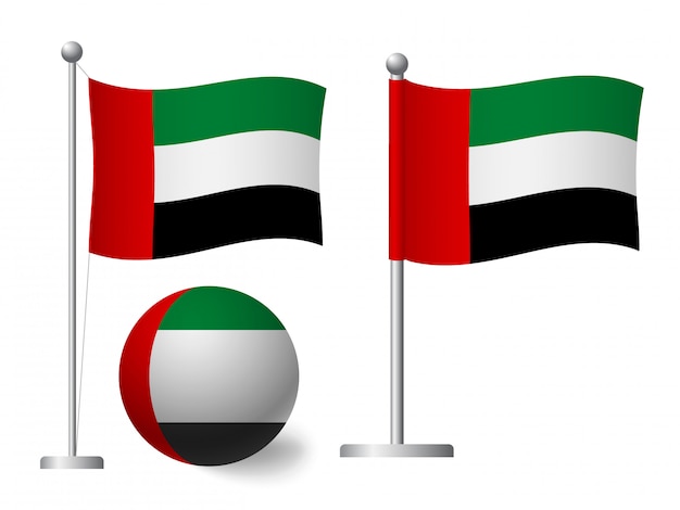 Vector bandera de emiratos árabes unidos en icono de polo y bola