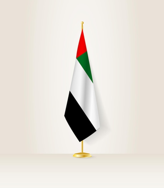 Bandera de los Emiratos Árabes Unidos en un soporte de bandera