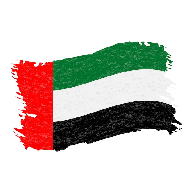 Bandera de los Emiratos Árabes Unidos Trazo de pincel abstracto grunge aislado en un vector de fondo blanco