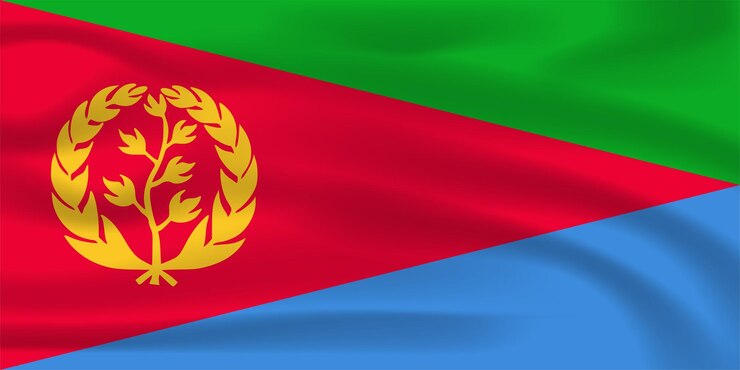 Vector bandera de eritrea. bandera ondeante realista del estado de eritrea. bandera de eritrea con textura de tela.