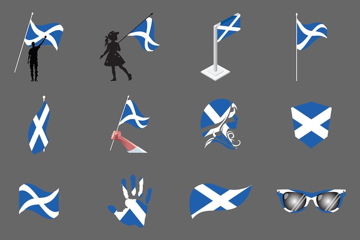 Vector bandera de escocia conjunto bandera original y simple de escocia