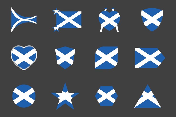 Vector bandera de escocia conjunto bandera original y simple de escocia