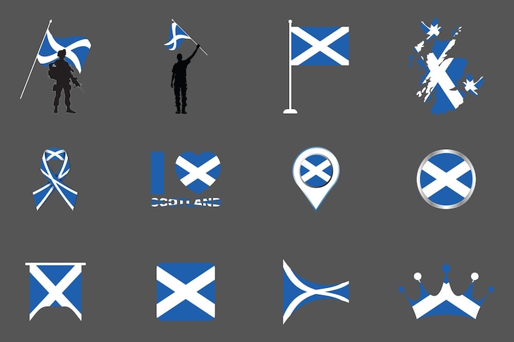 Vector bandera de escocia conjunto bandera original y simple de escocia
