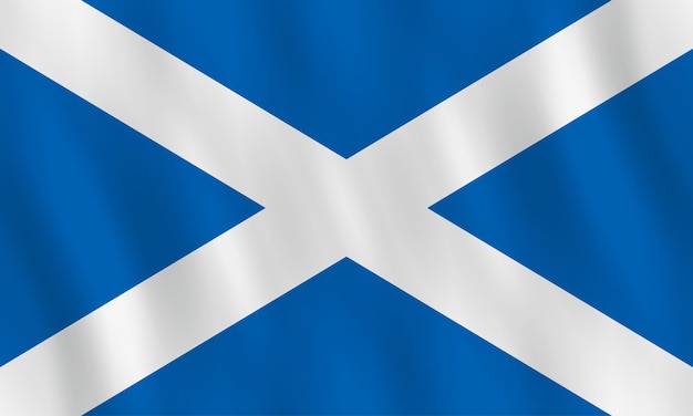 Bandera de Escocia con efecto ondulado, proporción oficial.