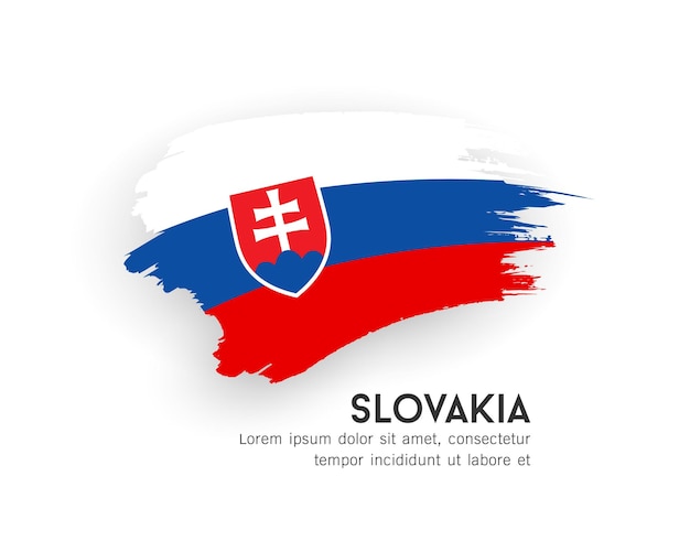 Bandera de Eslovaquia diseño de trazo de pincel aislado sobre fondo blanco EPS10 ilustración vectorial