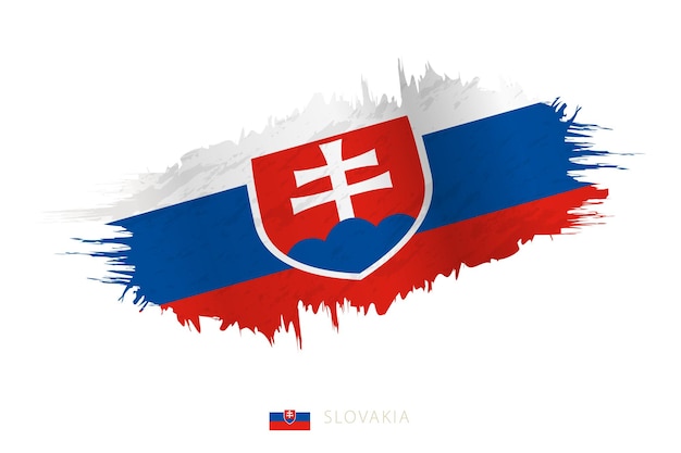 Bandera de Eslovaquia pintada con trazas de pincel con efecto de ondeo