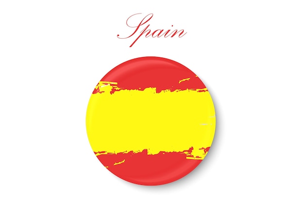 La bandera de España. color estándar. El icono circular. La bandera redonda. Ilustración digital.