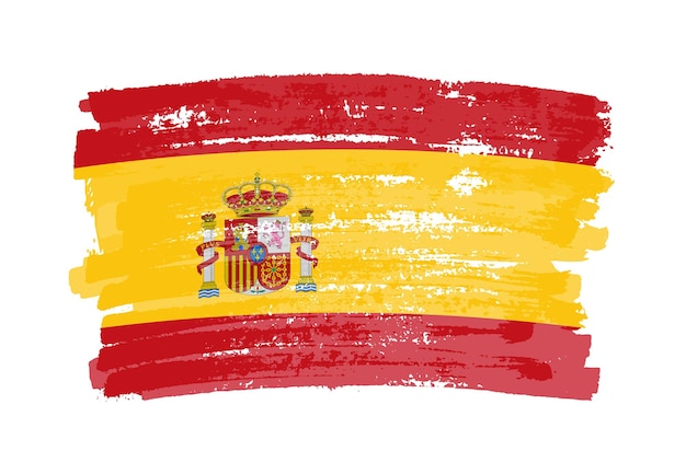 Bandera de españa en fondo de trazo de pincel