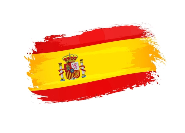 Bandera de españa hecha en trazo de pincel texturizado. bandera de vector de país patriótico aislada sobre fondo blanco