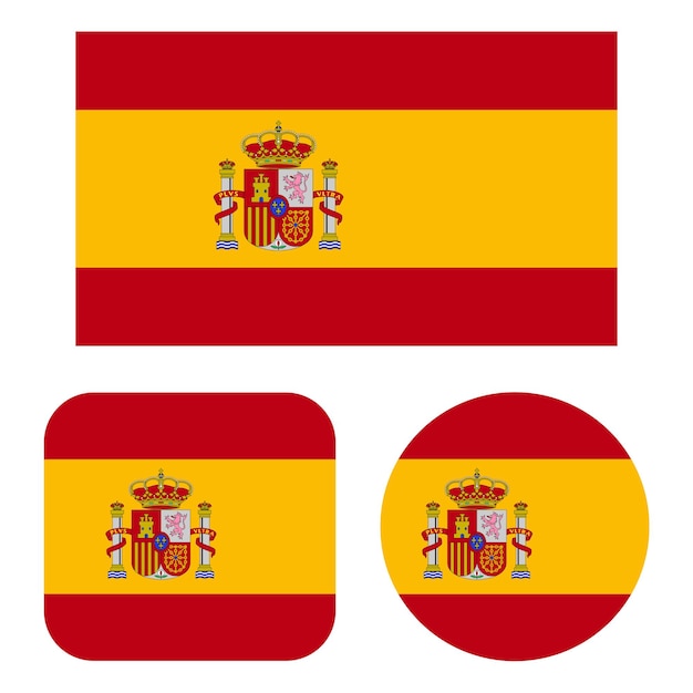 Bandera de España en rectángulo cuadrado y círculo