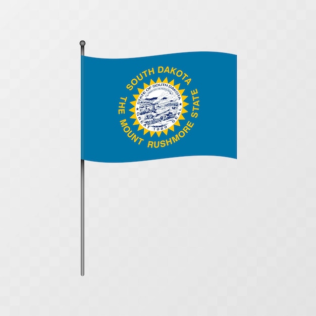 Bandera del estado de Dakota del Sur en el mástil Ilustración vectorial