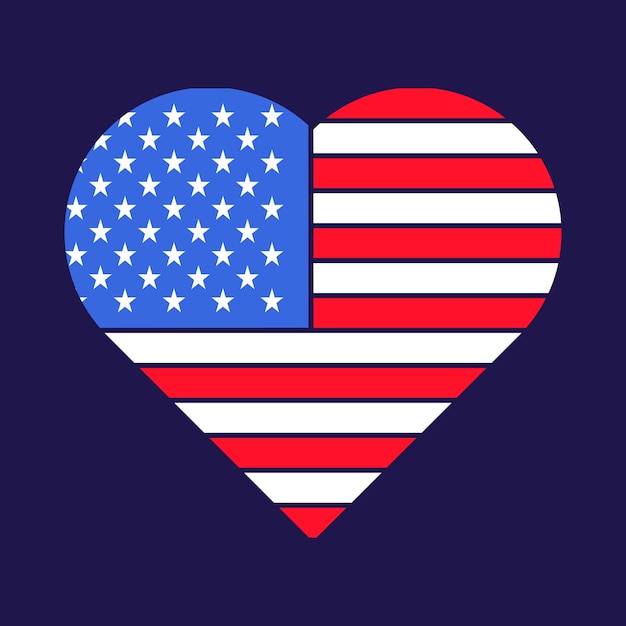 Bandera de los Estados Unidos Corazón Patriota Festivo
