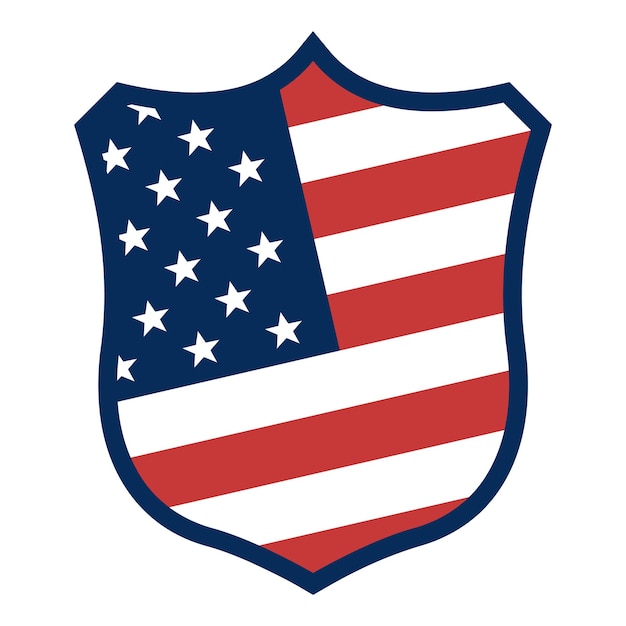 Bandera de Estados Unidos en escudo. ilustración vectorial