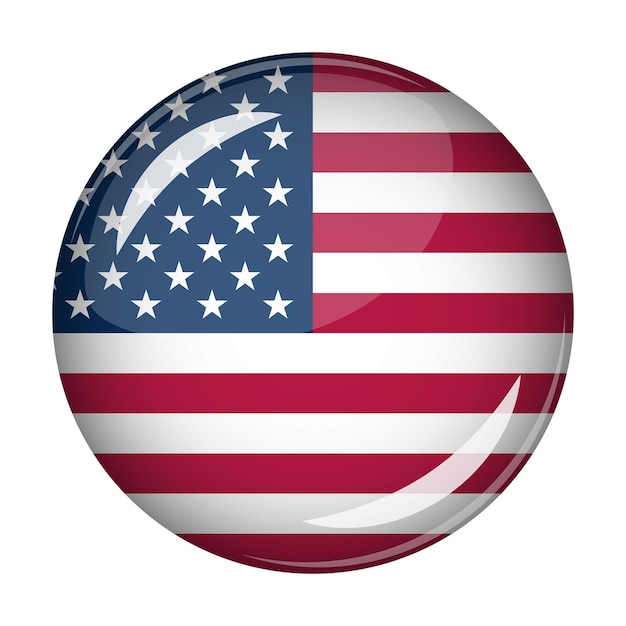Bandera de los Estados Unidos en forma de un icono de forma redonda Concepto abstracto La bandera nacional