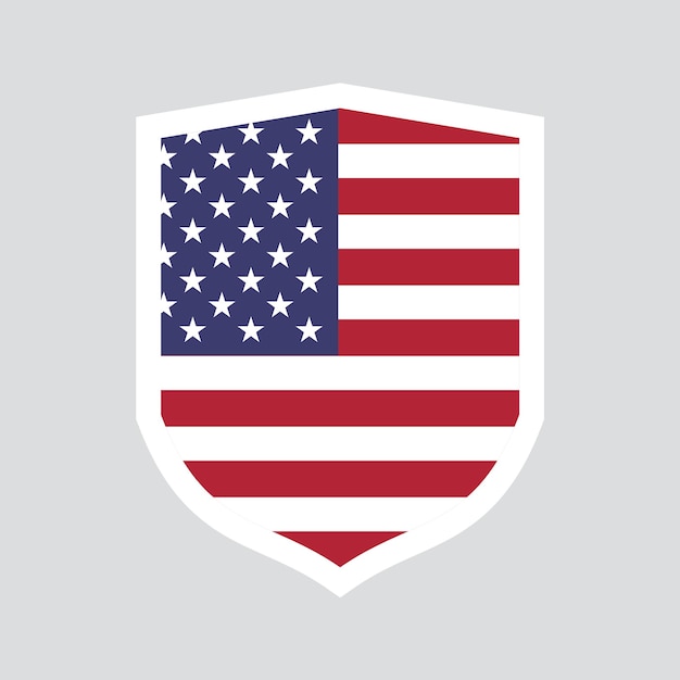 Bandera de los Estados Unidos en marco en forma de escudo