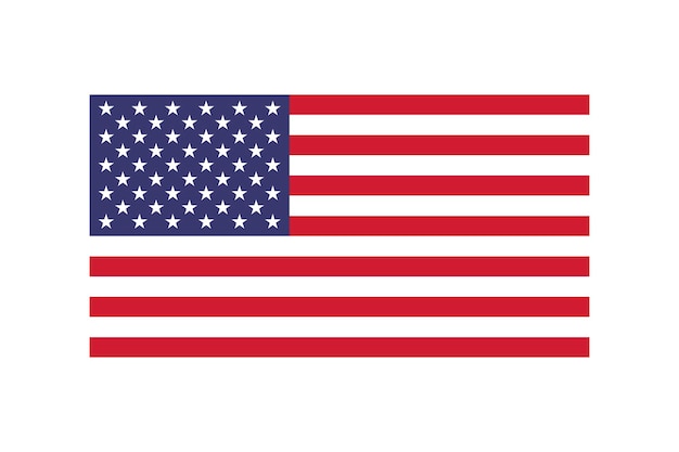 Bandera de Estados Unidos sobre fondo blanco en estilo plano