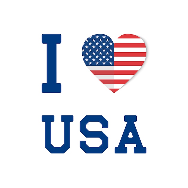 Bandera de Estados Unidos sobre fondo de corazón con me encanta texto de Estados Unidos