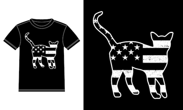 Bandera estadounidense en plantilla de diseño de camiseta vintage de gato abisinio, gato abisinio a bordo, ventana de coche