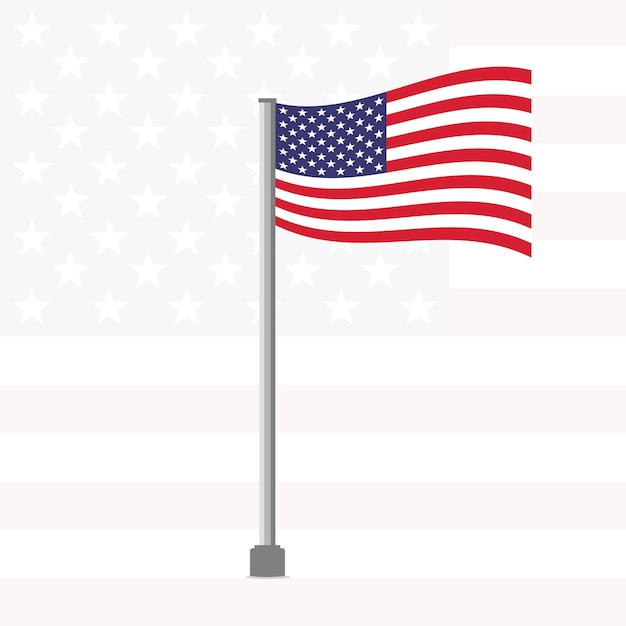 Vector bandera estadounidense, en, poste