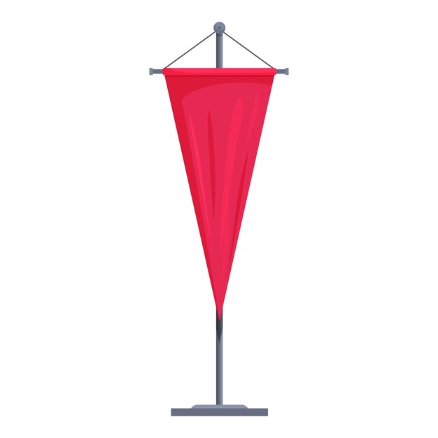 Bandera de estandarte rojo colgada en un poste de metal que muestra información importante