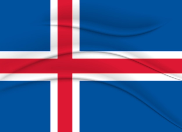 Bandera estatal de Islandia, efecto tela. Ilustración, vector