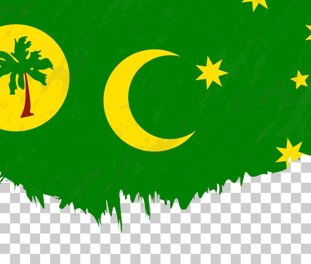 Bandera de estilo grung de las Islas Cocos sobre un fondo transparente