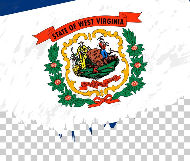 Vector la bandera de estilo grung de virginia occidental en un fondo transparente