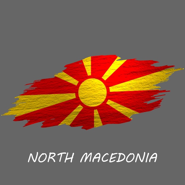 Vector bandera de estilo grunge de fondo de trazo de pincel de macedonia del norte