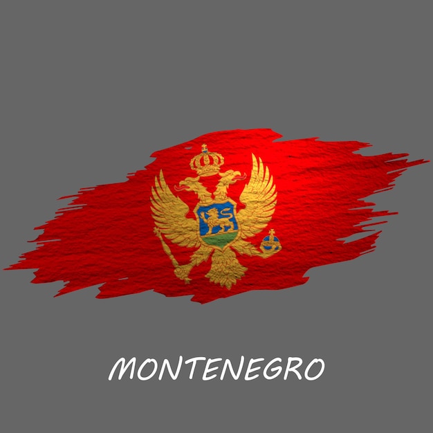 Vector bandera de estilo grunge de montenegro fondo de trazo de pincel