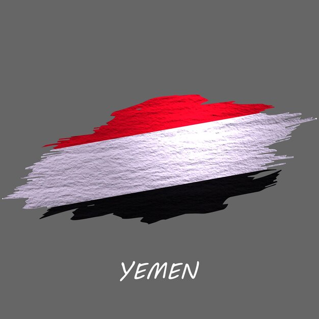 Bandera de estilo grunge de Yemen Fondo de trazo de pincel