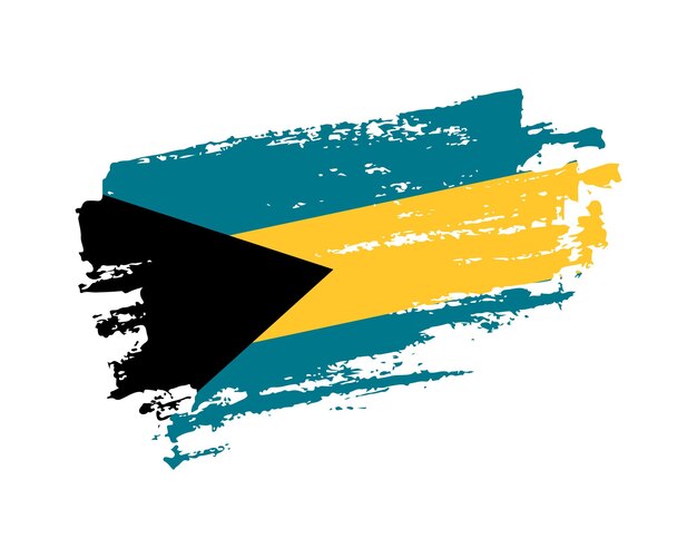 Bandera de estilo de pincel grunge de bahamas pintada a mano sobre fondo sólido