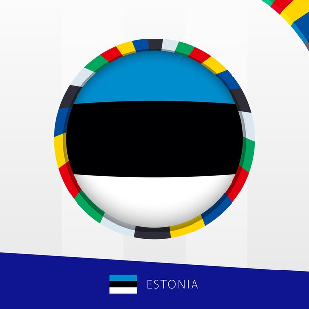 Bandera de Estonia con un círculo de colores en el borde