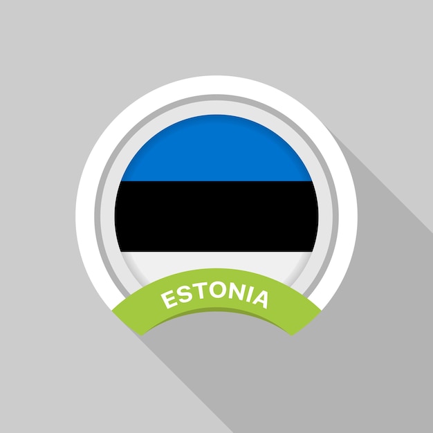 Bandera de Estonia como icono brillante redondo Botón con bandera de Estonia