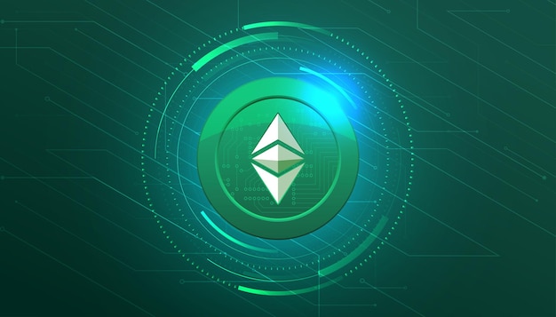 Bandera de Ethereum Classic. Fondo de banner de concepto de criptomoneda de moneda ETC.