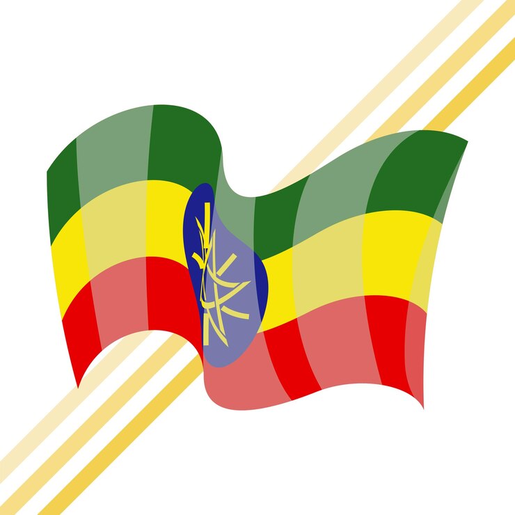 Vector la bandera de etiopía agitando
