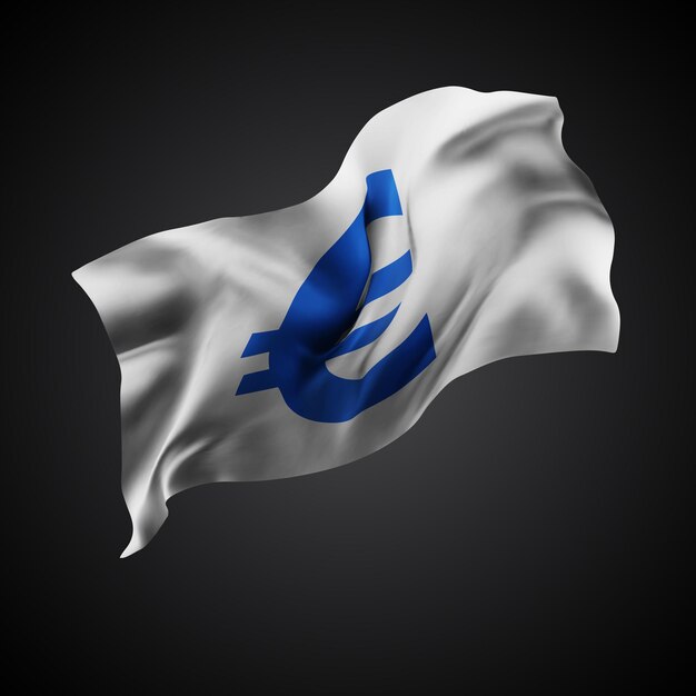 Bandera euro vectorial 3D con ondas sobre un fondo negro