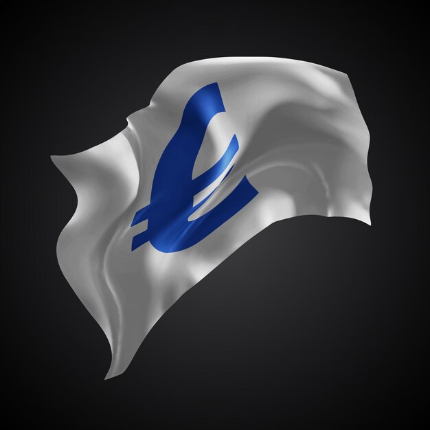 Bandera euro vectorial 3D con ondas sobre un fondo negro