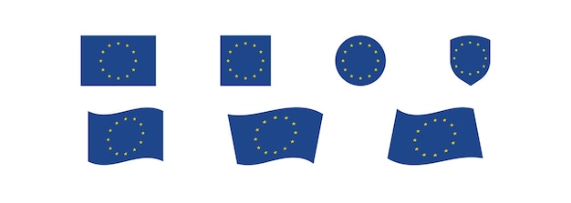 Bandera de Europa establece icono plano Unión Europea UE ilustración vectorial aislada para banner