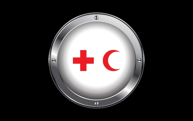 Bandera de la Federación Internacional de Sociedades de la Cruz Roja y de la Media Luna Roja (IFRC) vector de insignia 3d